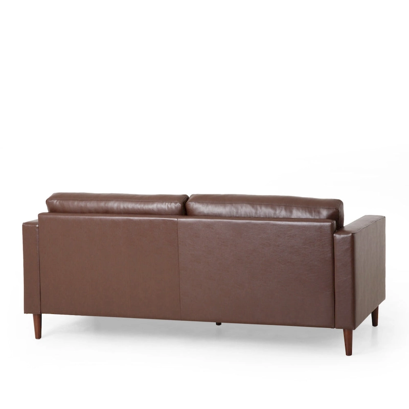 Modern 82.25 Faux Leather 3-Seater Sofa with Wood Legs