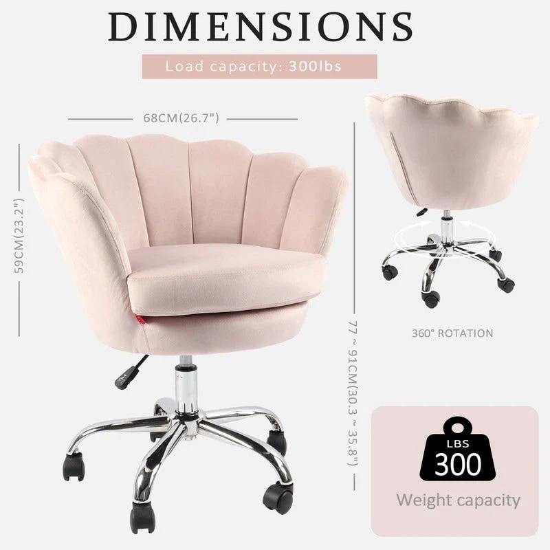 Accent Chair Swivel Vanity Chair Office Desk Chair With Wheels Modern Height Adjustable Pink/Grey/White
