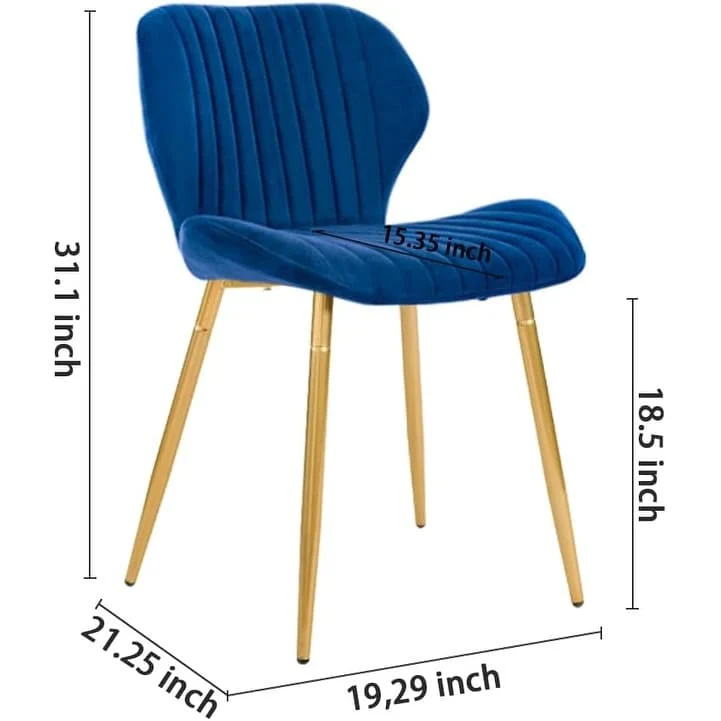 Modern Upholstered Dining Chairs with Metal Legs, Set of 2, Brown