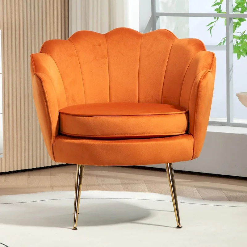 Cavett 28.3 Wide Velvet Barrel Chair with Gold Metal Legs