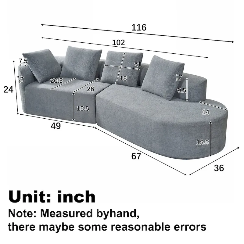 Christopher Knight Home - Olivia Curved Foam Sofa Set - 116L