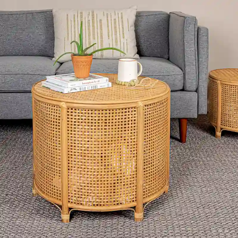 Bamboo and Rattan Accent Table