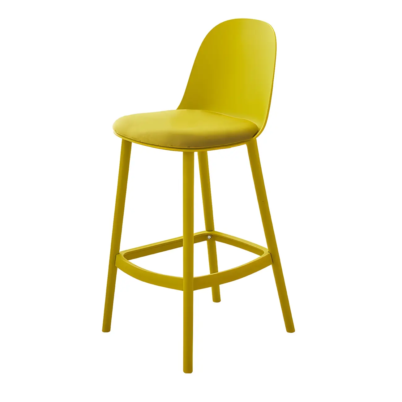 Modern Plastic Upholstered Bar Stool with Footrest