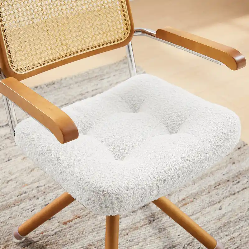 Art Leon Swivel PU Leather and Wooden Accent Chair