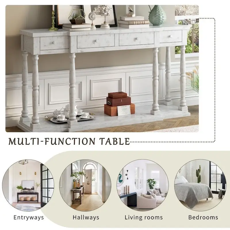 Antique Black Console Table - 63