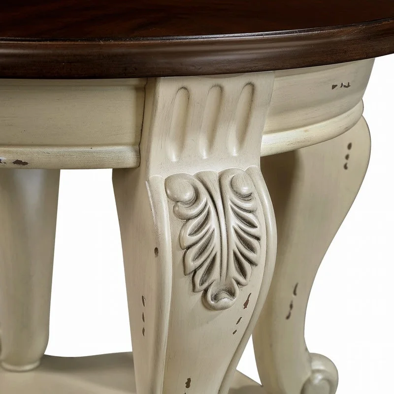 22-Inch Round End Table with Lower Shelf