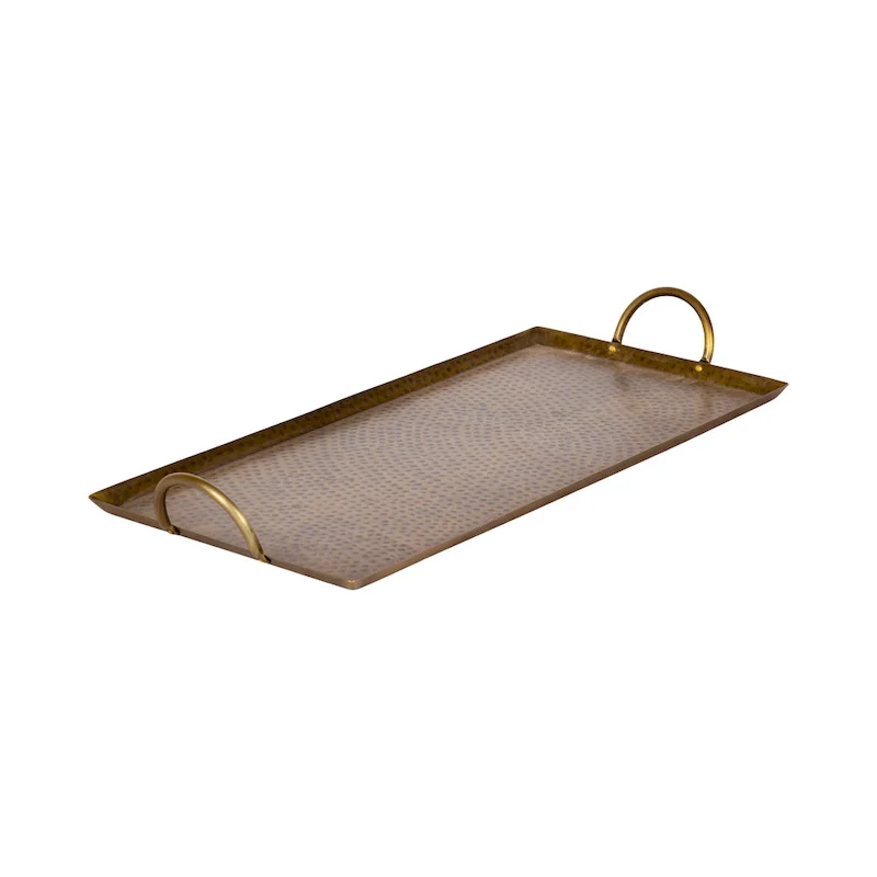Kate and Laurel Sanzo Hammered Rectangle Metal Tray