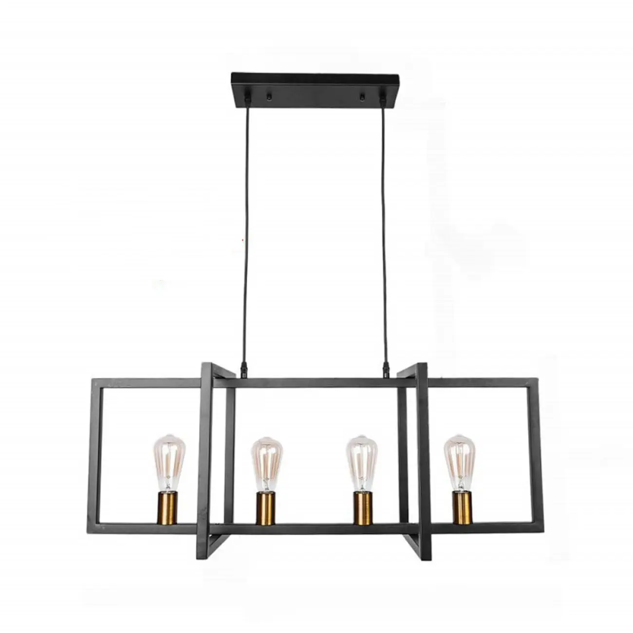 Industrial Black Metal Rectangle Kitchen Island Light