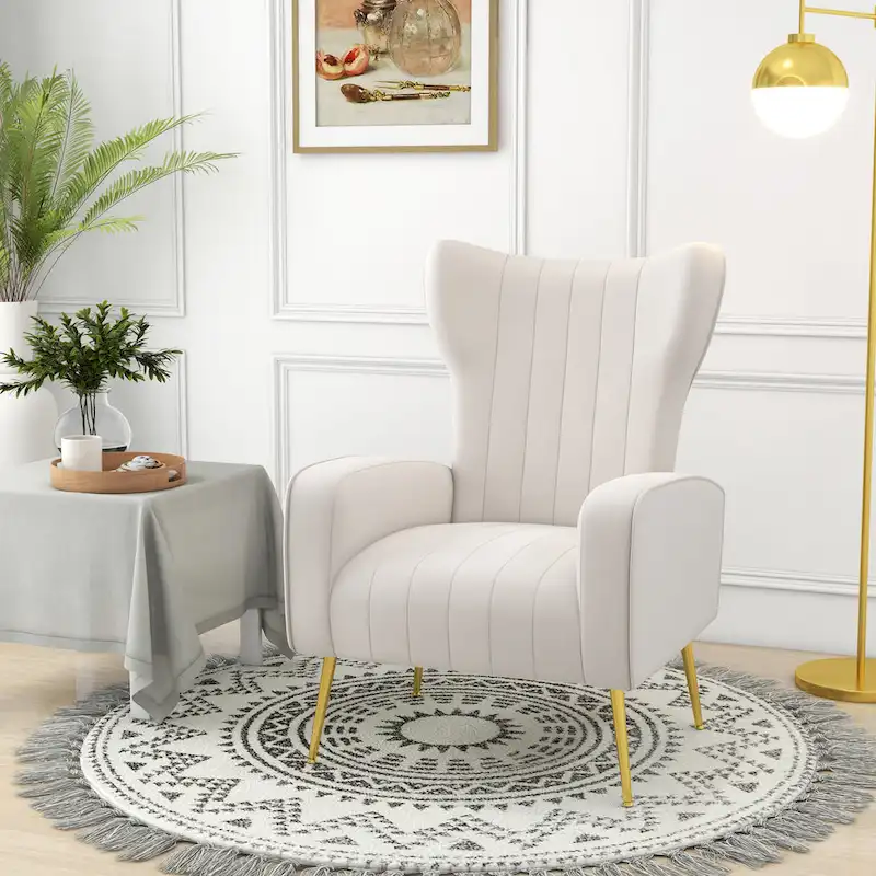 Upholstered Wingback Accent Chair - 26.4W x 37.8H x 32.6D