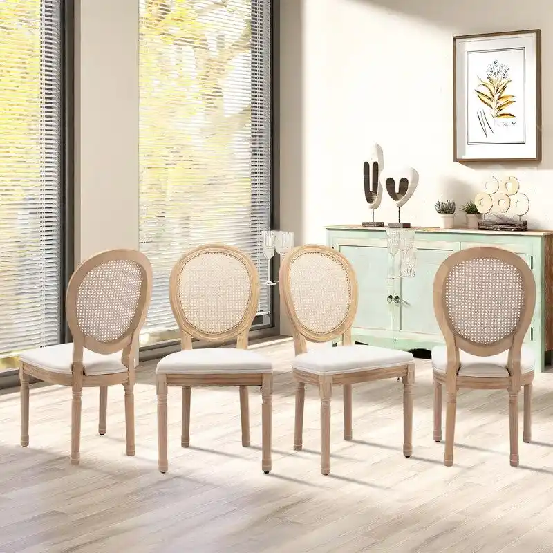 French Chair Dining Chair Solid Wood with Nailhead Trim Set of 2