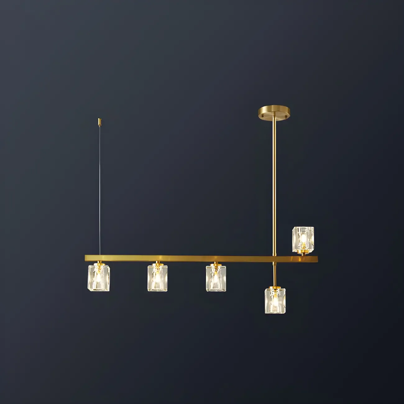 Geometric Gold Crystal Linear Island Pendant Light