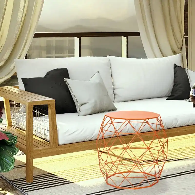 Adeco Accents Geometric Iron Side Table