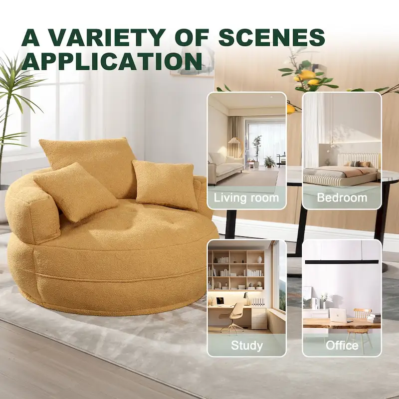 Circular wide living room fabric sofa, balcony homestay lazy sofa chair