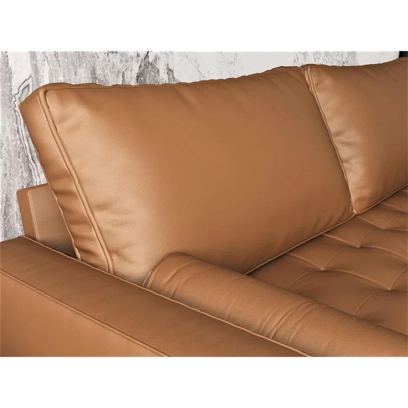 Faux Leather Mid-Century Modern Loveseat with Button Tufting
