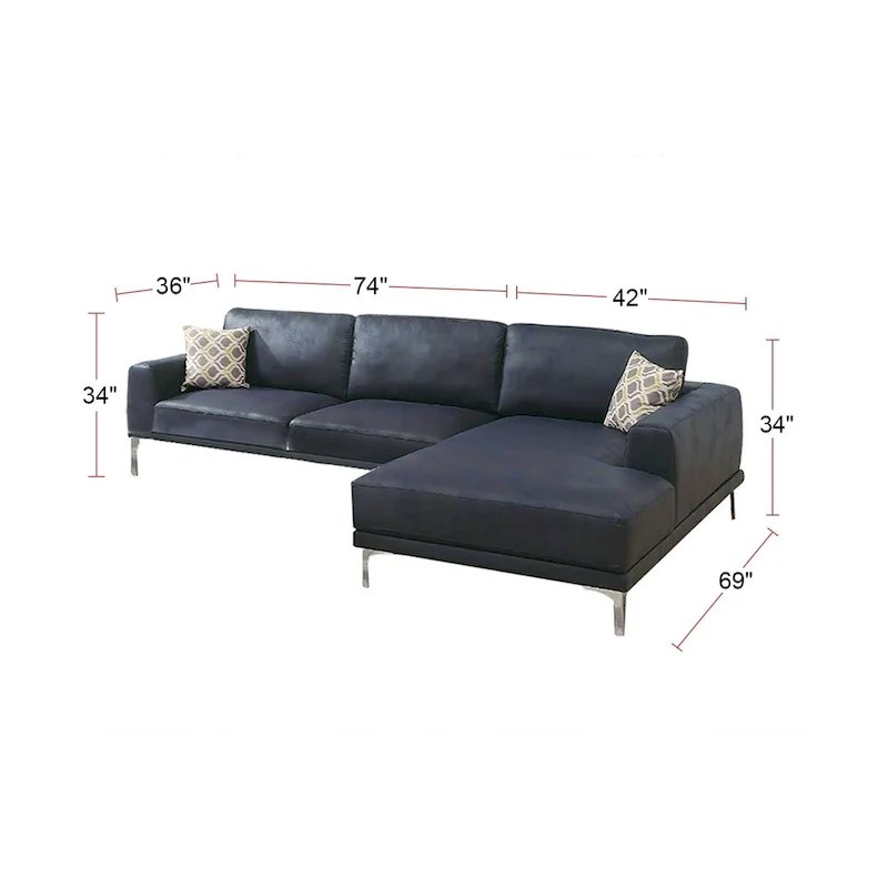 Leather Gel 4-Seater Sofa with Metal Legs(Ottoman Not Included)