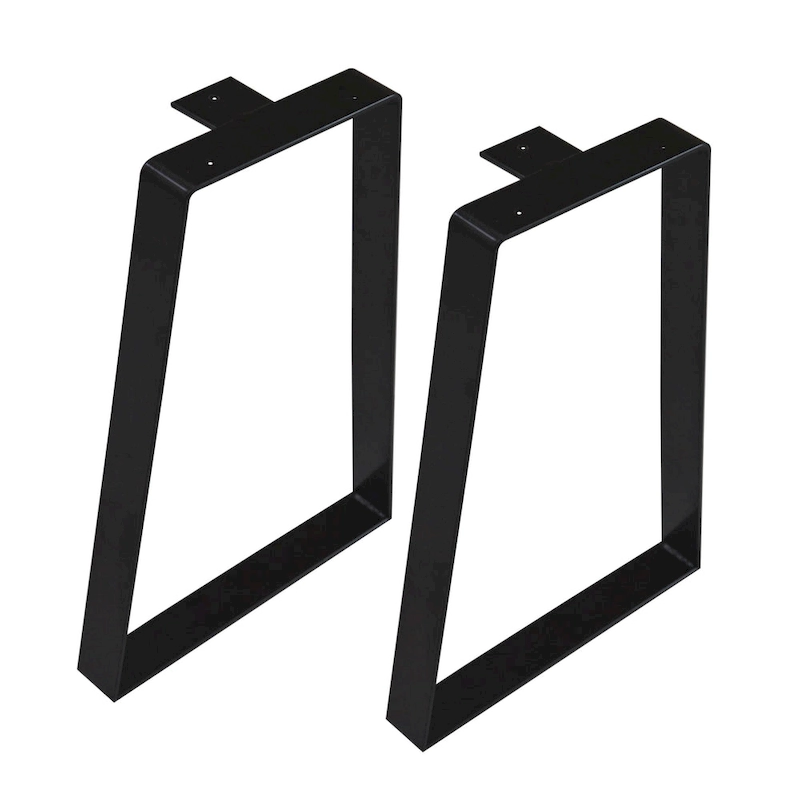 Set of 2 Flat Iron Trapezoid Metal Table Legs for Furniture - 6.7x11x15.5