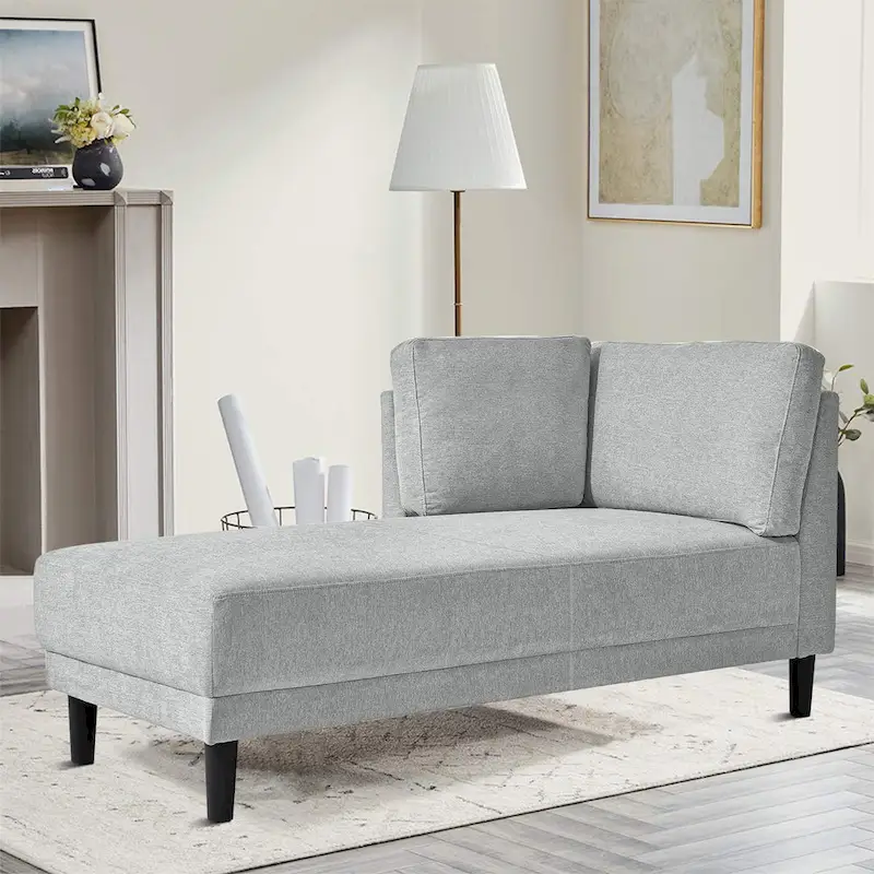 Stylish Indoor Linen Fabric Upholstered Single Leisure Chaise Lounge Chair