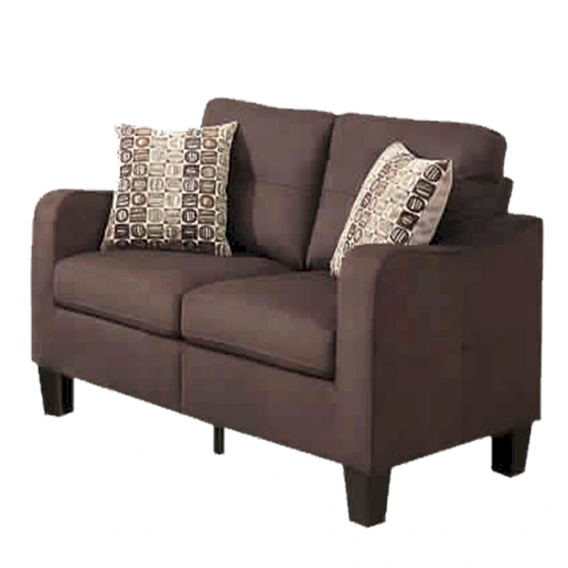 Polyfiber 2 Pieces Sofa Set With Accent Pillows Brown