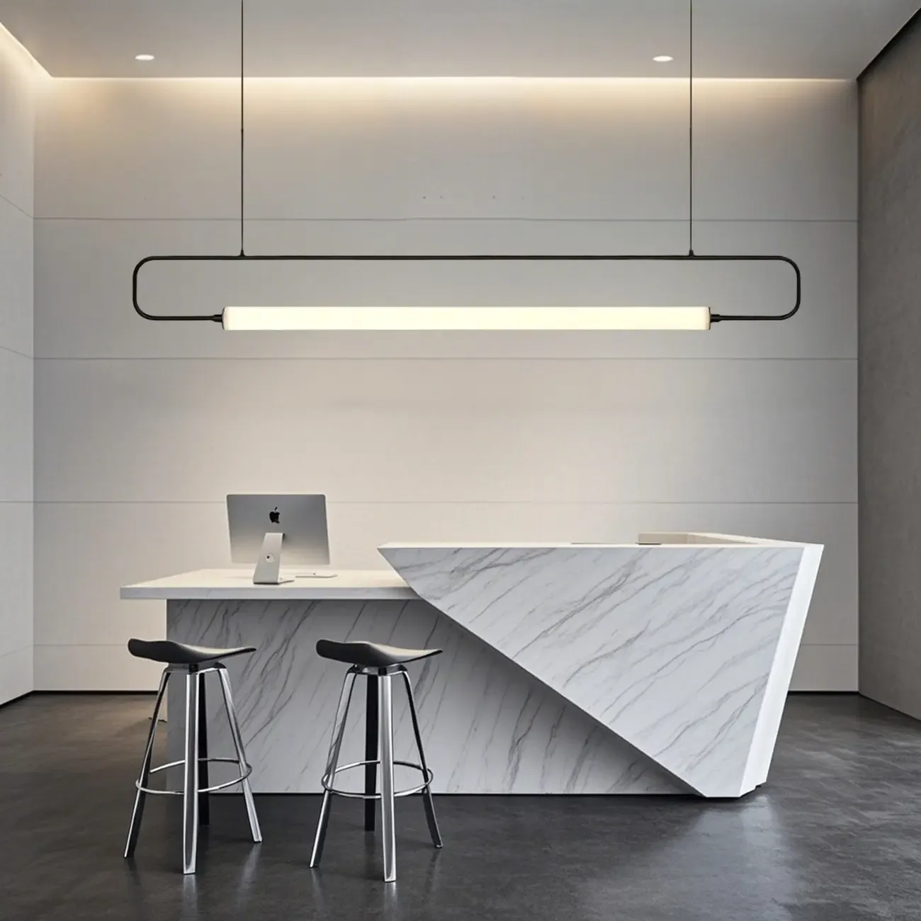 Simple Black Linear Island Light for Kitchen Metal Pendant Light