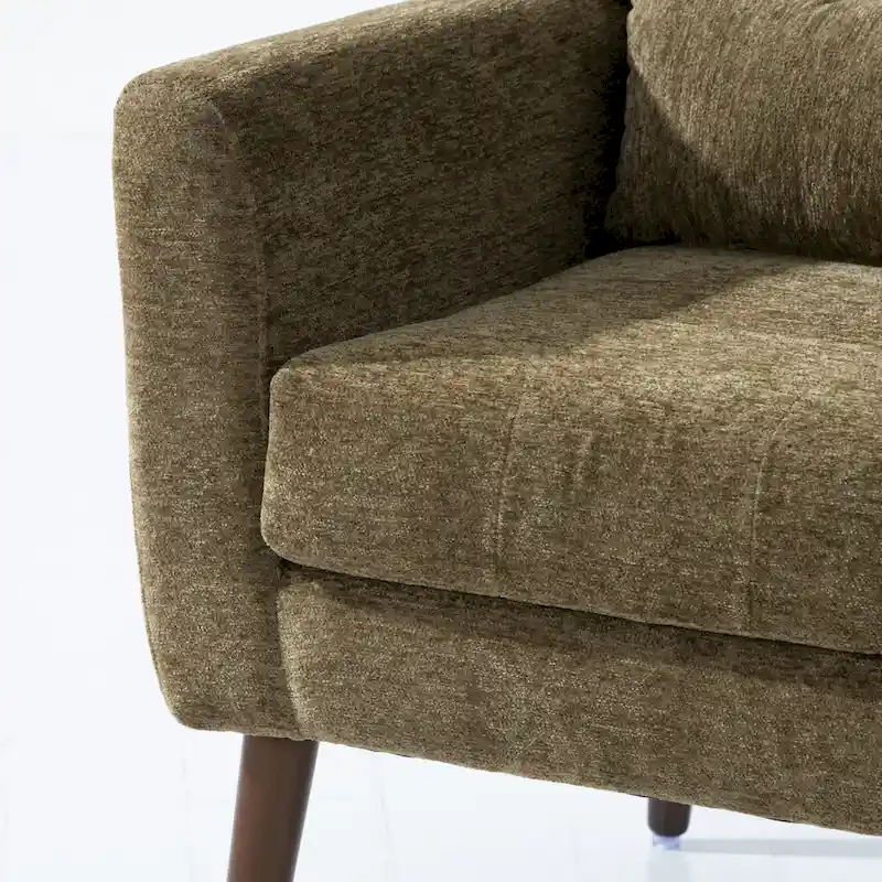 Olive Green 24.21 Button Tufted Arm Chair with Wood Legs