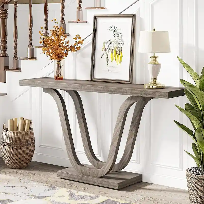 Farmhouse Console Table, 55 Inch Wood Sofa Table Entryway Table