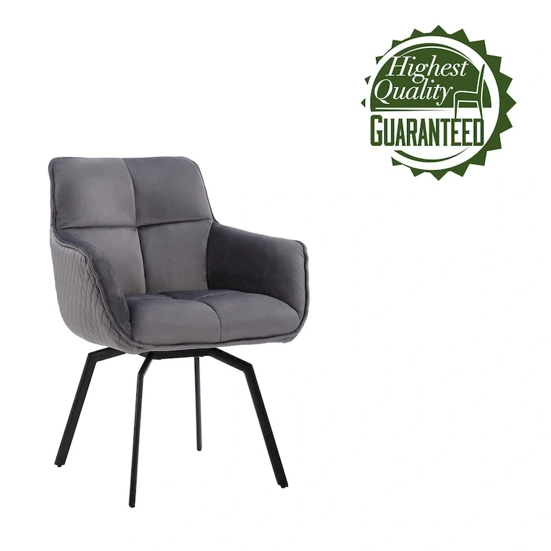 Swivel Velvet Accent Chair with Metal Legs