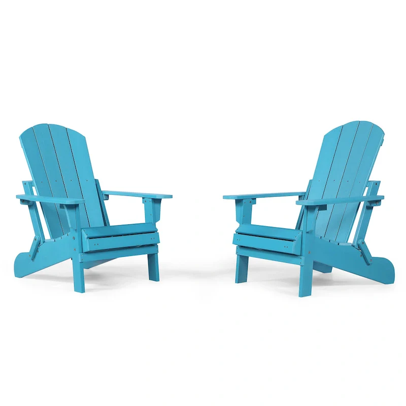 Seaton Folding Poly Adirondack Chair with Pull-out Ottoman, Set of 2