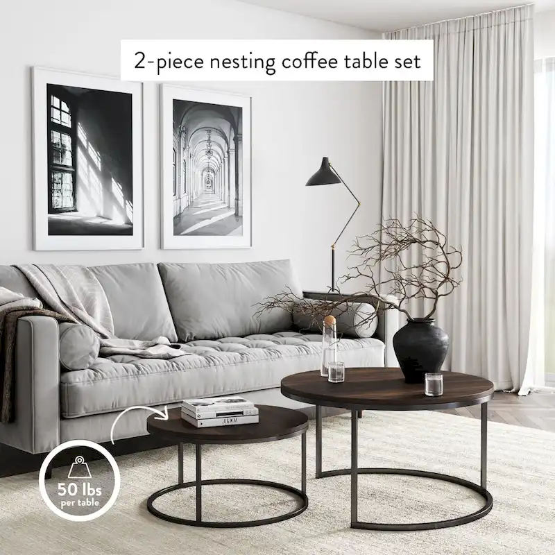 Nathan James Stella Round Nesting Coffee Table Set of 2