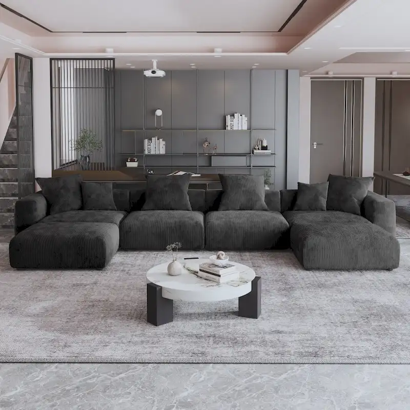 181 U-Shaped Convertible Modular Sectional Sofa With 2 Ottoman