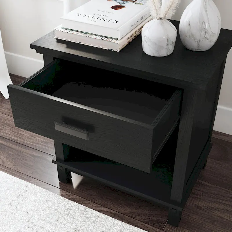 Black Wood Nightstand