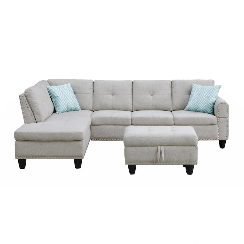 Alger 98  Wide Left Hand Facing Sofa & Chaise with Ottoman