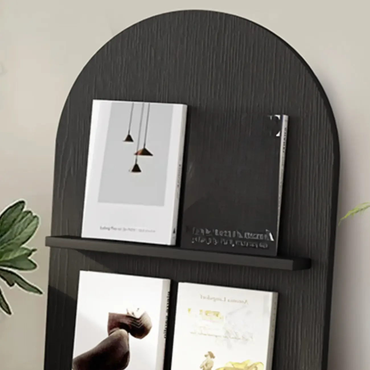 Shallow Simple 3-Shelf Ached Wood Bookcase with Closed Back