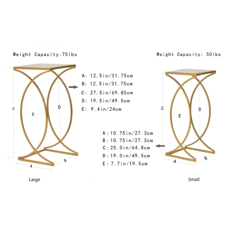 Glitzhome Set of 2 Glam Glass Modern Side Table Sofa Table