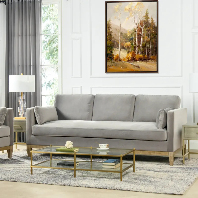 Knox 84 Modern Farmhouse Velvet Track Arm Sofa