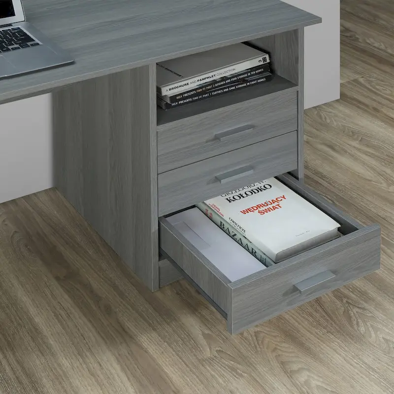 Modern Designs Classic 3-Drawer Computer Desk - Grey