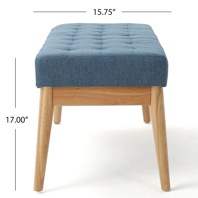 Saxon Mid-century Tufted Fabric Ottoman Bench by Christopher Knight Home - 43.00 L x 15.75 W x 17.00 H