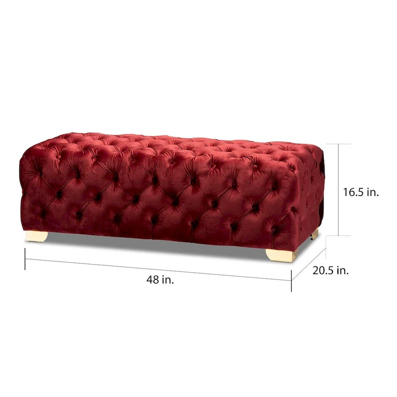 Velvet Fabric Ottoman Bench