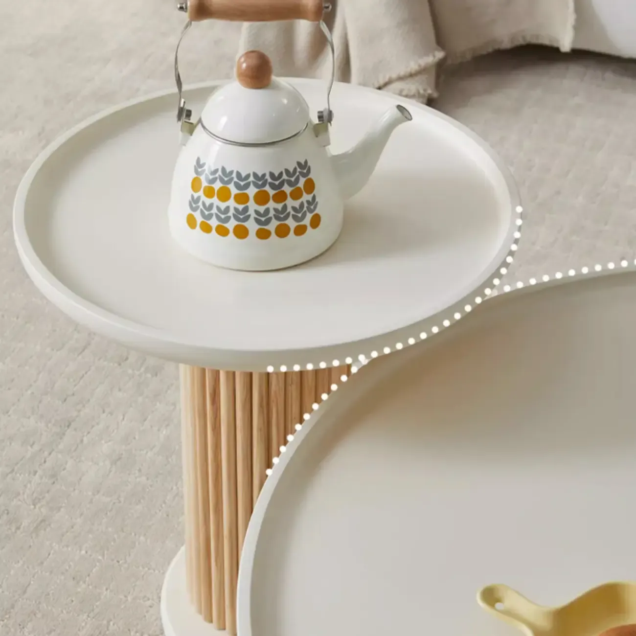 White Scandinavian Stylish Round Wood Coffee Table