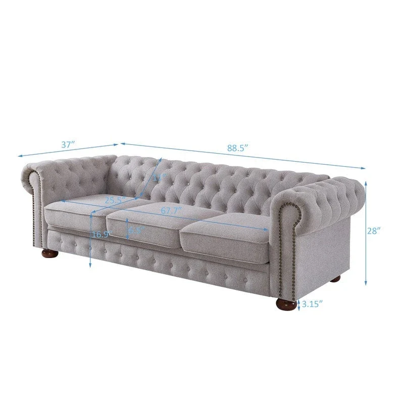 Chesterfield Sofa in Linen Fabric