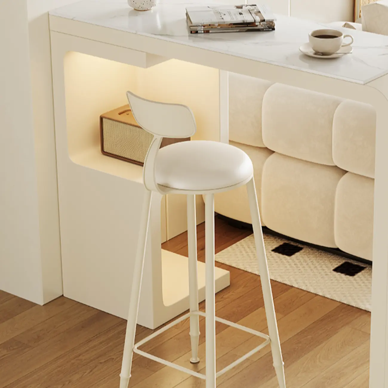 Modern Off-White Wood Integrated Design Bar Tables