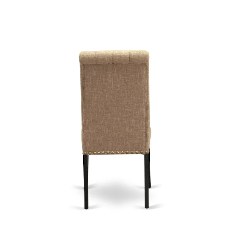 East West Furniture 11 Piece Dining Set- a Dining Table and 10 Light Sable Linen Fabric Chairs(Finish Options)