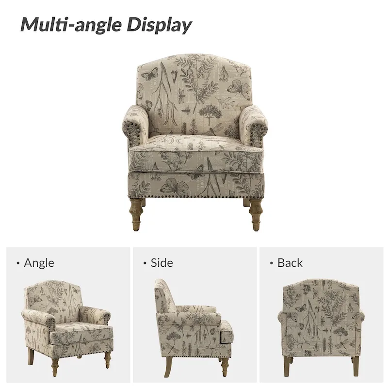 Yahweh Farmhouse Nailhead Armchair with Rolled Arms by HULALA HOME