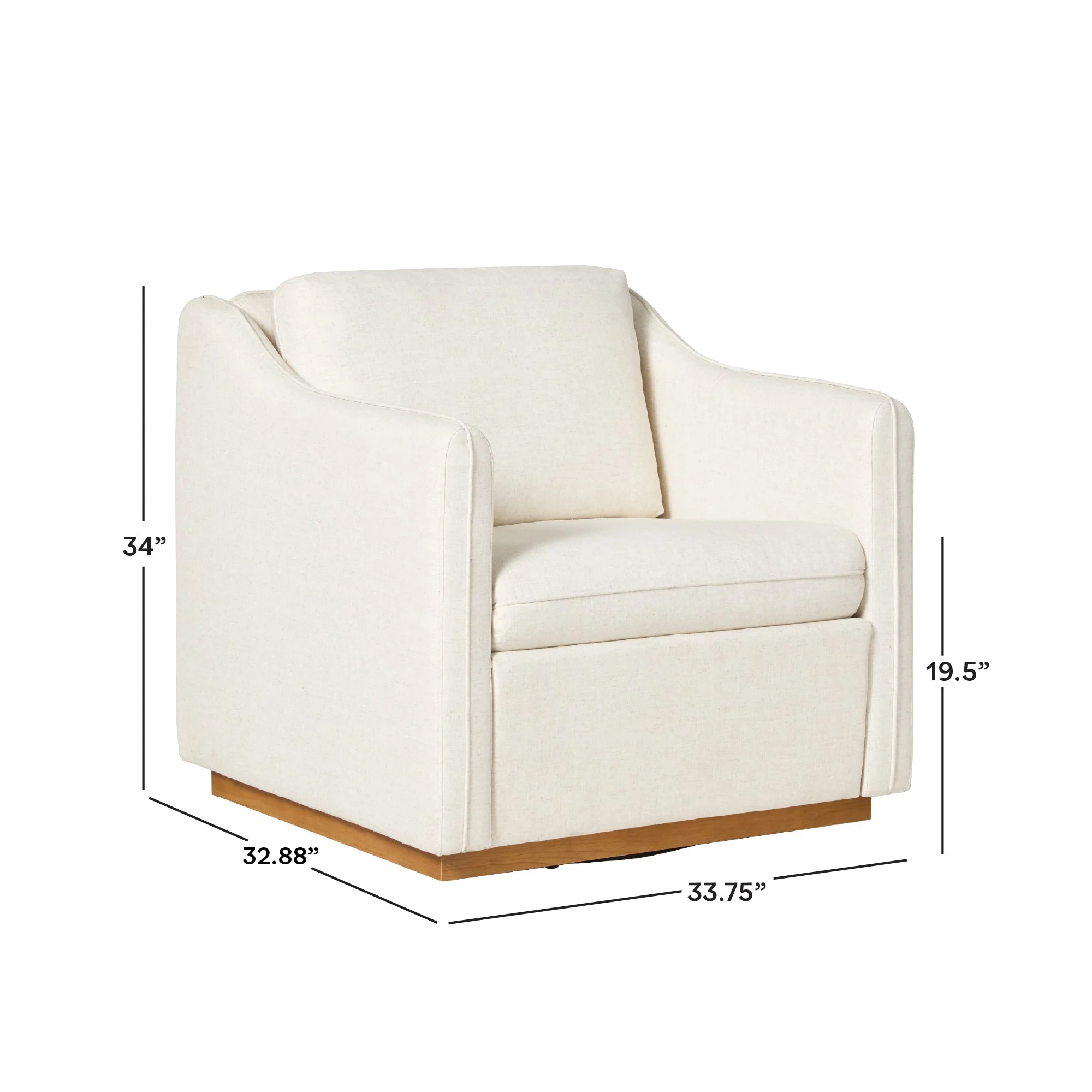 Nash Modern Farmhouse Easy Assembly Linen Swivel Accent Chair