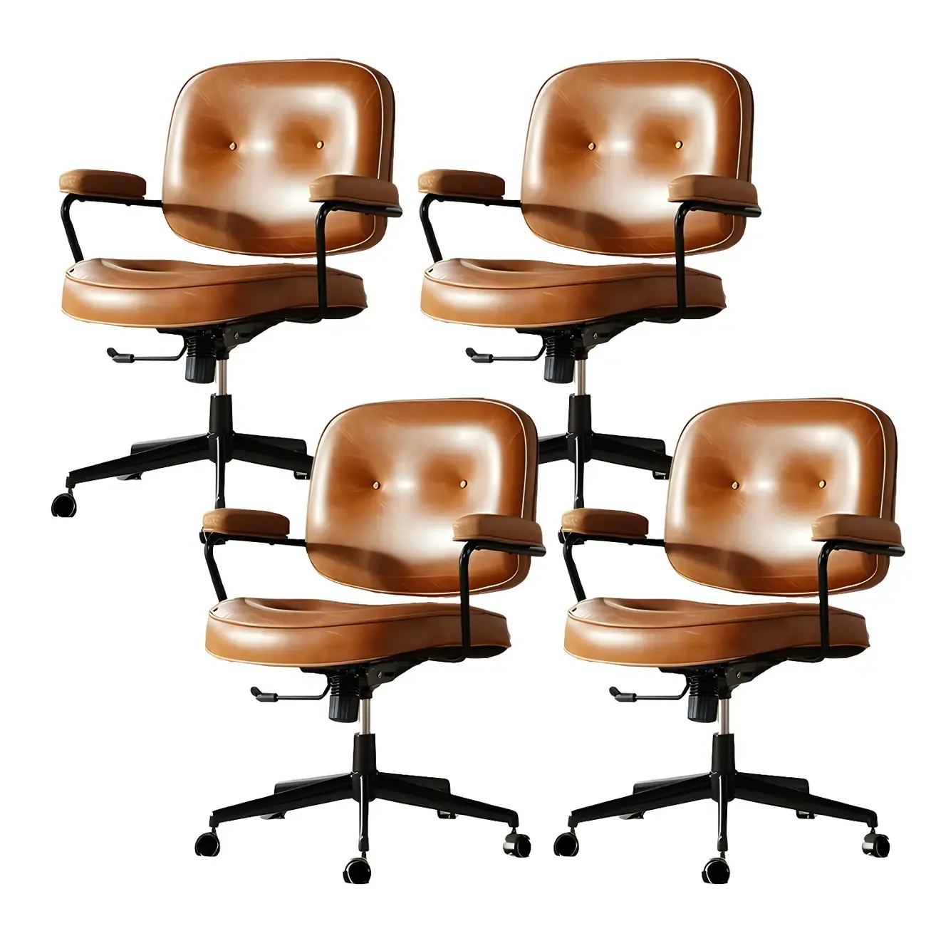 Industrial Leather Upholstered Height Adjustable Swivel Office Chair