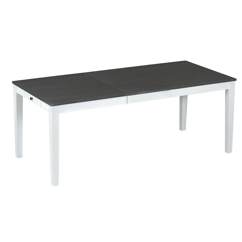 7 Pcs Dining Table Set, Solid Wood Table and Chairs Set with Extendable Dining Table, 2 Drawers and 6 Upholstered Chairs