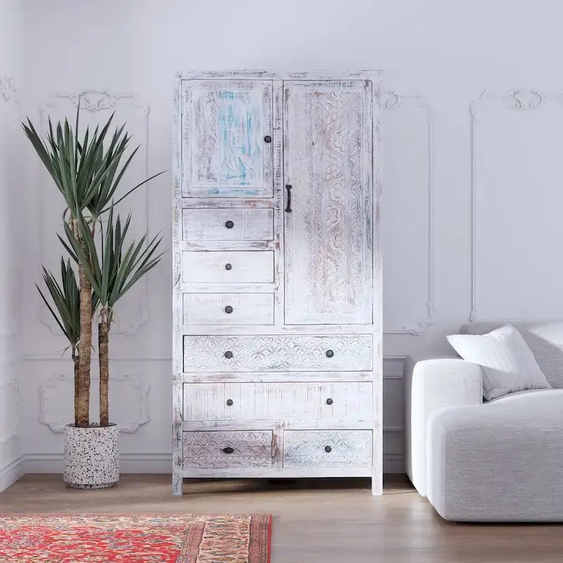 Maadze Solid Wood Freestanding Wardrobe Cabinet - N/A