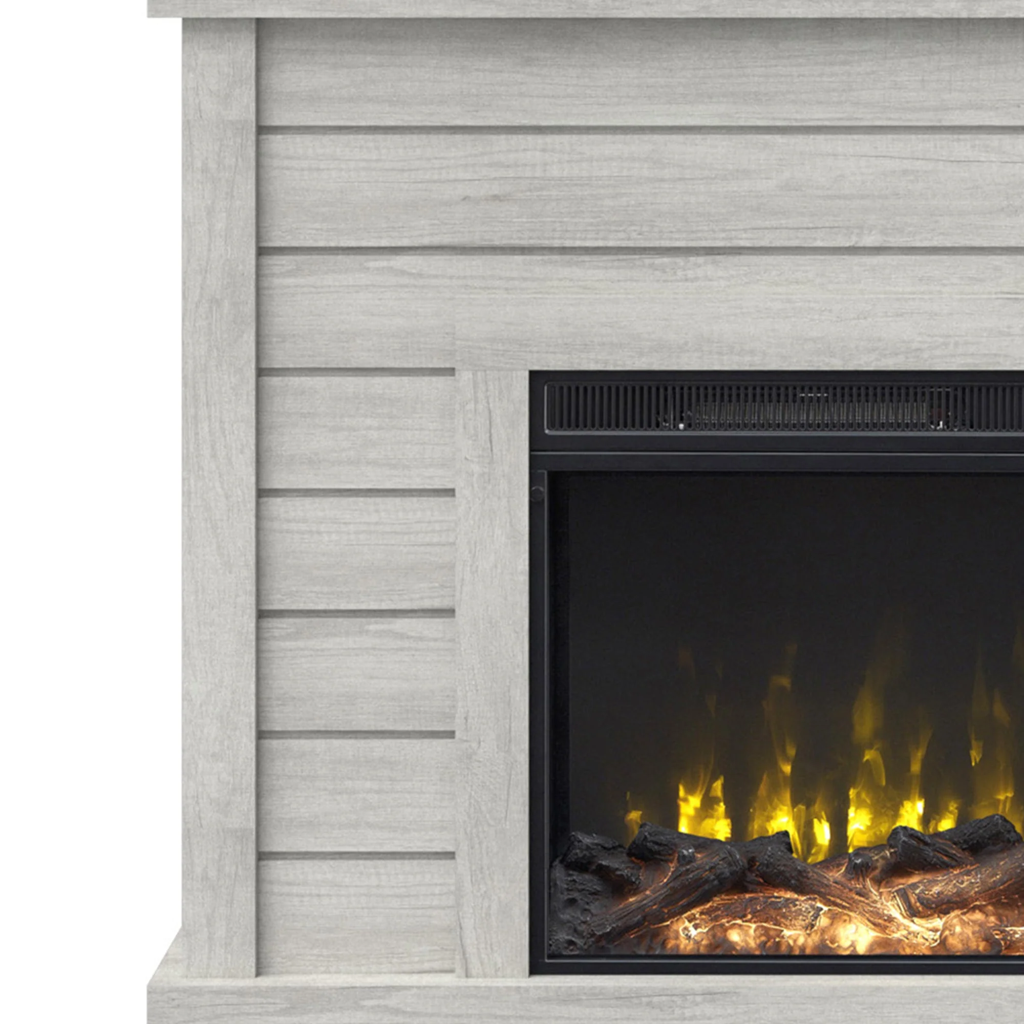 Farmhouse Shiplap Wall Mantel with Electric Fireplace