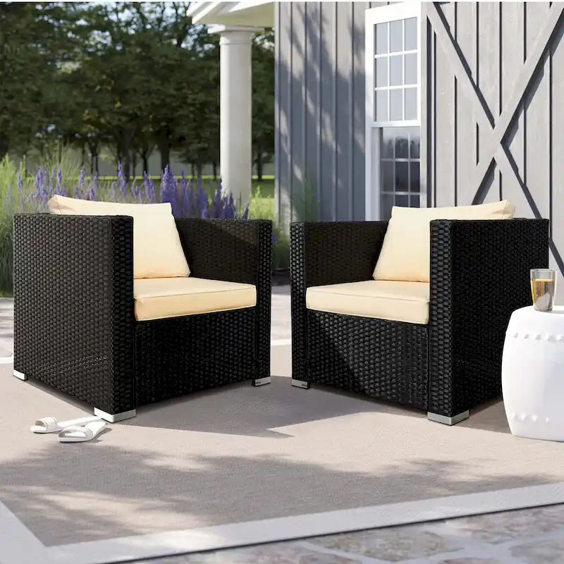 Vrakae 2 Piece Outdoor Patio Rattan Wicker Chair