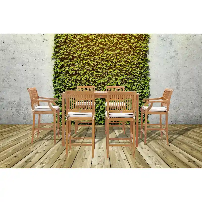 Chic Teak Maldives Rectangular Teak Wood Bistro Bar Table, 63 x 35 inch (table only)