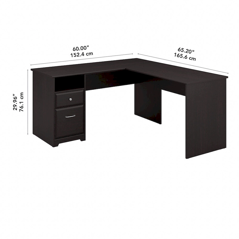 Cabot 60W L-Desk with Hutch and Drawers by Bush Furniture